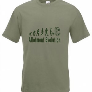 Camiseta Evolution to Allotment Camiseta engraçada para jardineiro tamanhos S A 2XXL