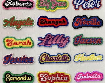 Personalized Embroidered Name Patch Contour cut, Your Choice of Colours & Sizes!
