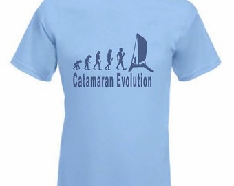 Evolution To Catamaran t-shirt Funny Sailing Boat T-shirt sizes Sm To 2XXL