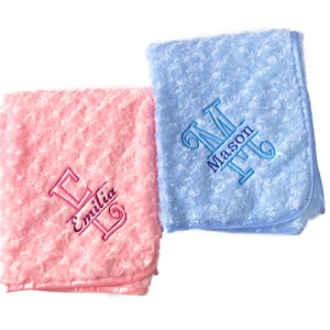 Coperta per bambini personalizzata Ricamata Fluffy Rosebud Boy Girl Nome del bambino