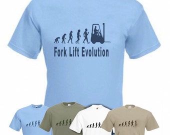 Evolutie naar heftruck t-shirt grappige vork lift truck T-shirt maten Small tot 2XXL