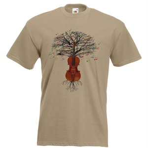 Violin T-shirt Musical Violin Tree fiddle Violinist in sizes Small to XXL