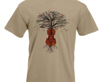 Violin T-shirt Musical Violin Tree fiddle Violinist in sizes Small to XXL