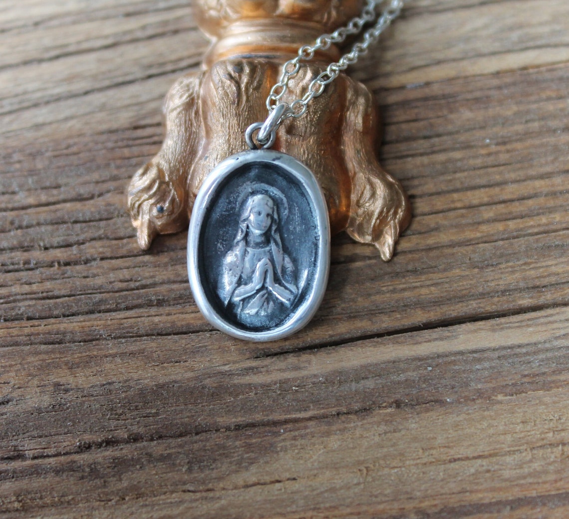 Our Lady of Beauraing-virgin With the Golden Heart Fine Silver Charm ...