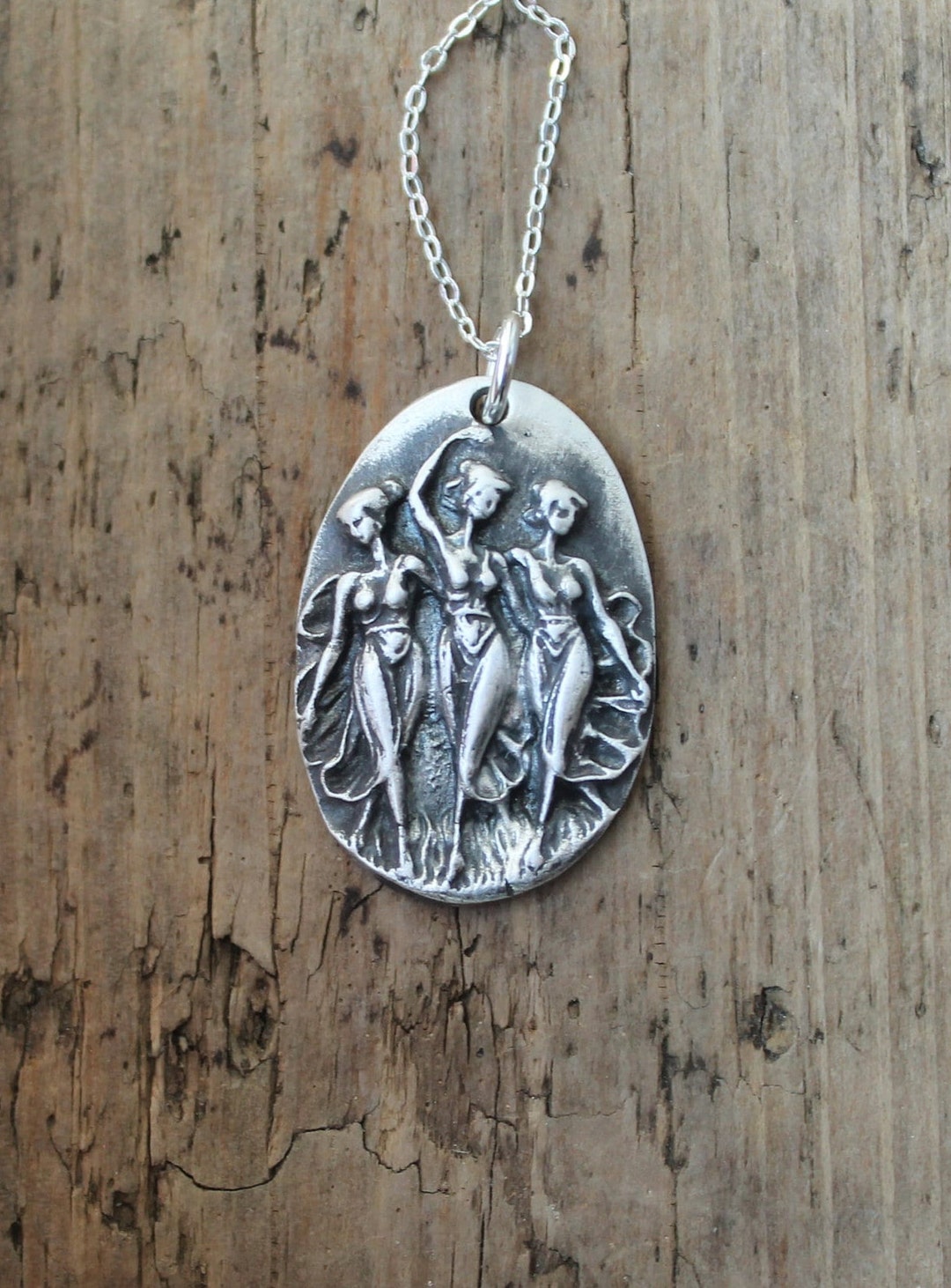 The Three Graces Fine Silver Pendant Sterling Silver Necklace - Etsy
