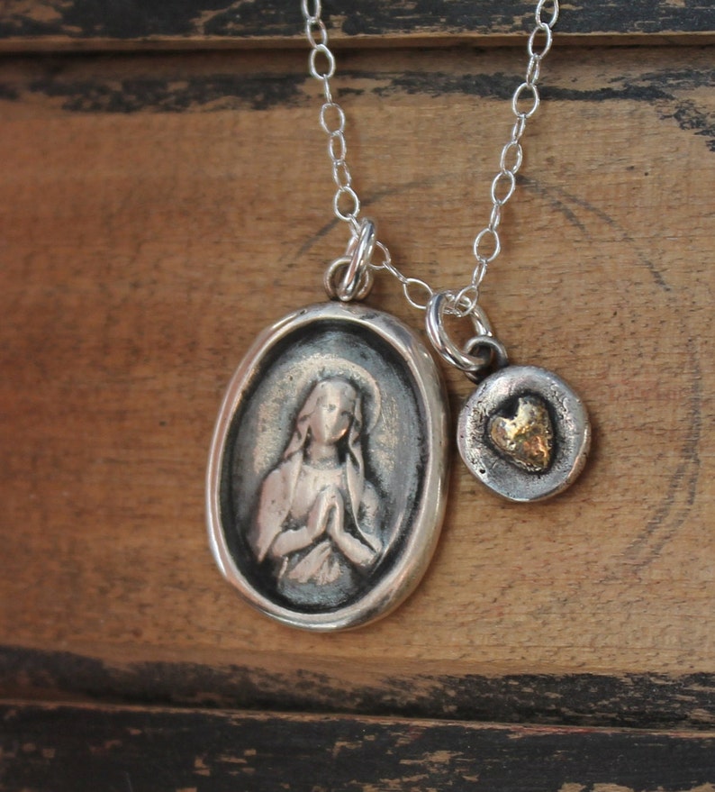 Our Lady of Beauraing-virgin With the Golden Heart Fine Silver Charm ...