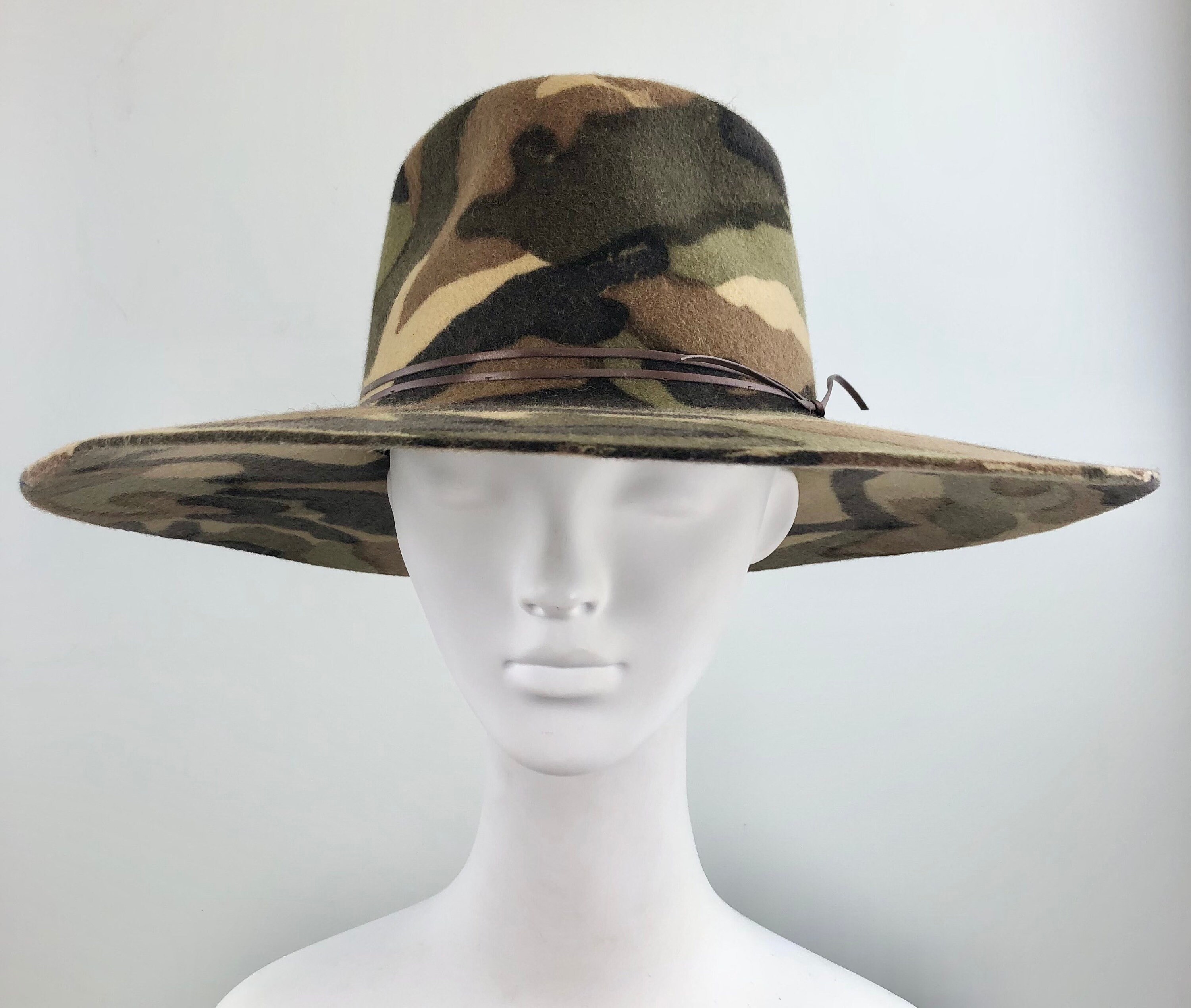 Camo Wool Felt Wide Brim Fedora | Etsy 