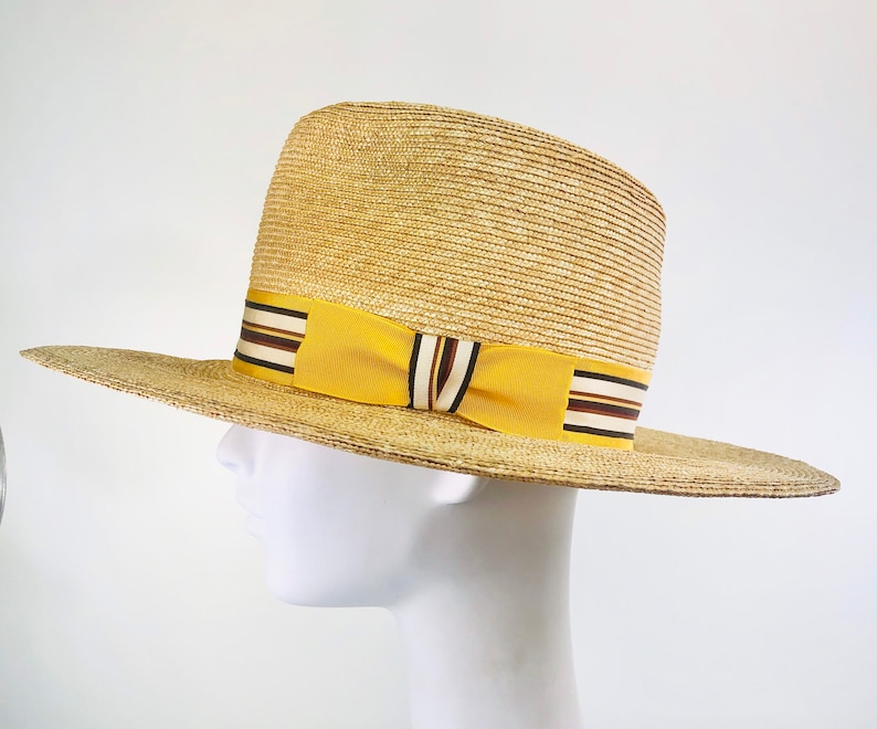 Wide Brim Fedora with Yellow and Brown Trim