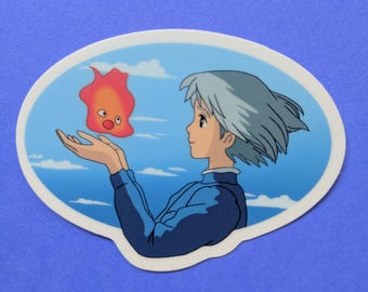 Sophie and Calcifer from Howls Moving Castle Vinyl Sticker