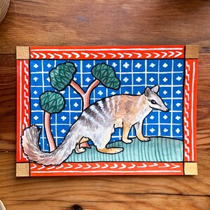 Numbat Original Watercolor & Gouache Painting - Inspired by Medieval Manuscripts - 5x7&quot;