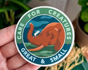 Elephant and Mouse Vinyl Sticker: Endangered Species Awareness