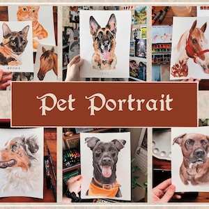 Custom Hand-Painted Watercolor Pet Portrait Painting