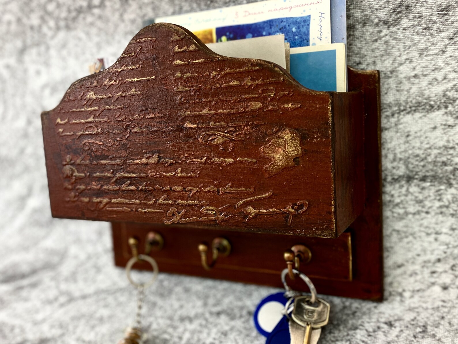 Brief organizer Wand HolzPost und Schlüsselhalter für Wand | Etsy