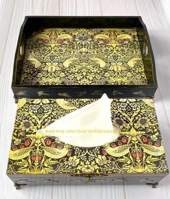 Dark Academia Decor William Morris Strawberry Thief Tissue Box Etsy