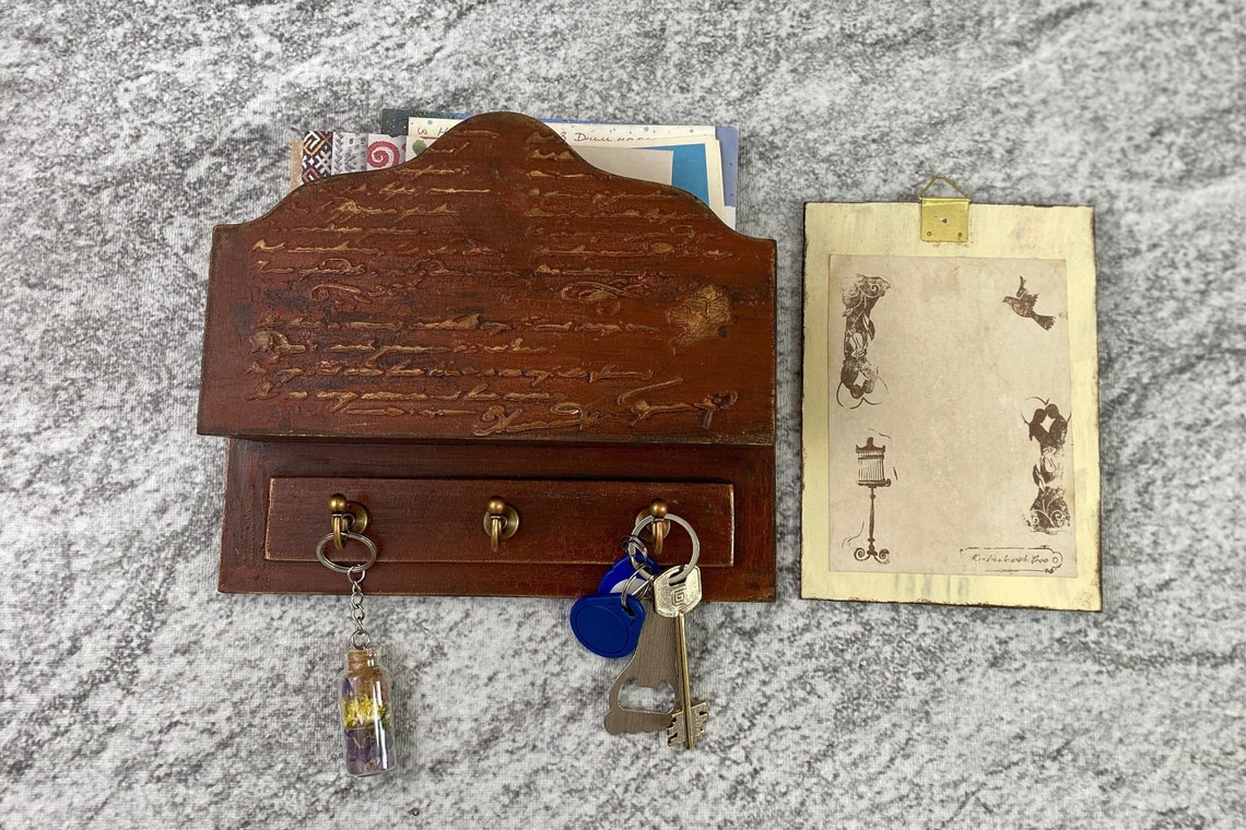 Mail-Organizer Wand Holzpost und Schlüsselhalter für Wand mit | Etsy