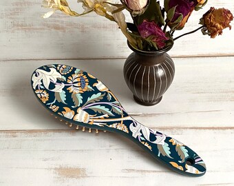 Decoupage Hairbrush William Morris Inspired, Botanical Artwork, Mother in law gift for mothers day