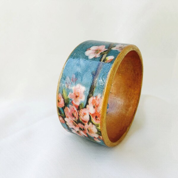 Bracelet Wood Floral Wooden Bracelet Wooden Bangle Bangle Wood Gift Wood Flowers Bracelet Bracelets Decorative  Bracelet Wood