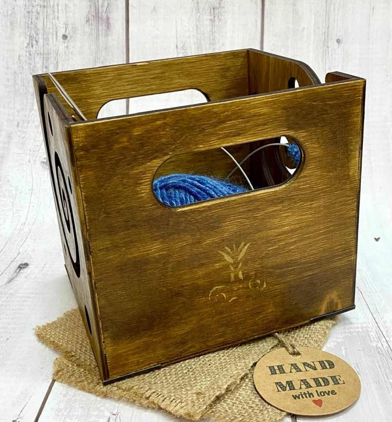 Wood yarn box wooden yarn holder gift for women Etsy