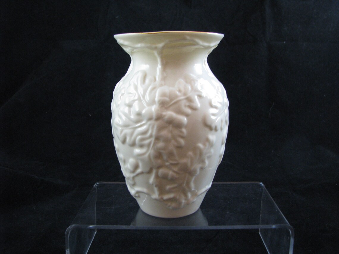 BELLEEK Vase with Oak leaves and Acorns very thin and elegante Etsy