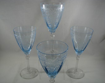 FOSTORIA VERSAILLES AZURE BLUE #5298 4-1/2 OUNCE FOOTED OYSTER COCKTAIL GOBLET! 