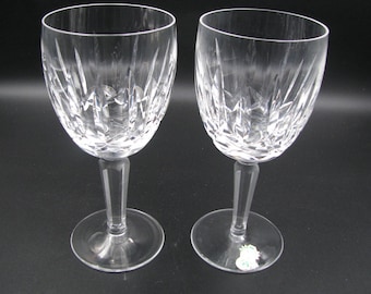 WATERFORD Kildare Pattern Pair Large Water 7" tall  from Vintage collection Discontinued one has original label both signed  Made 1974-2017
