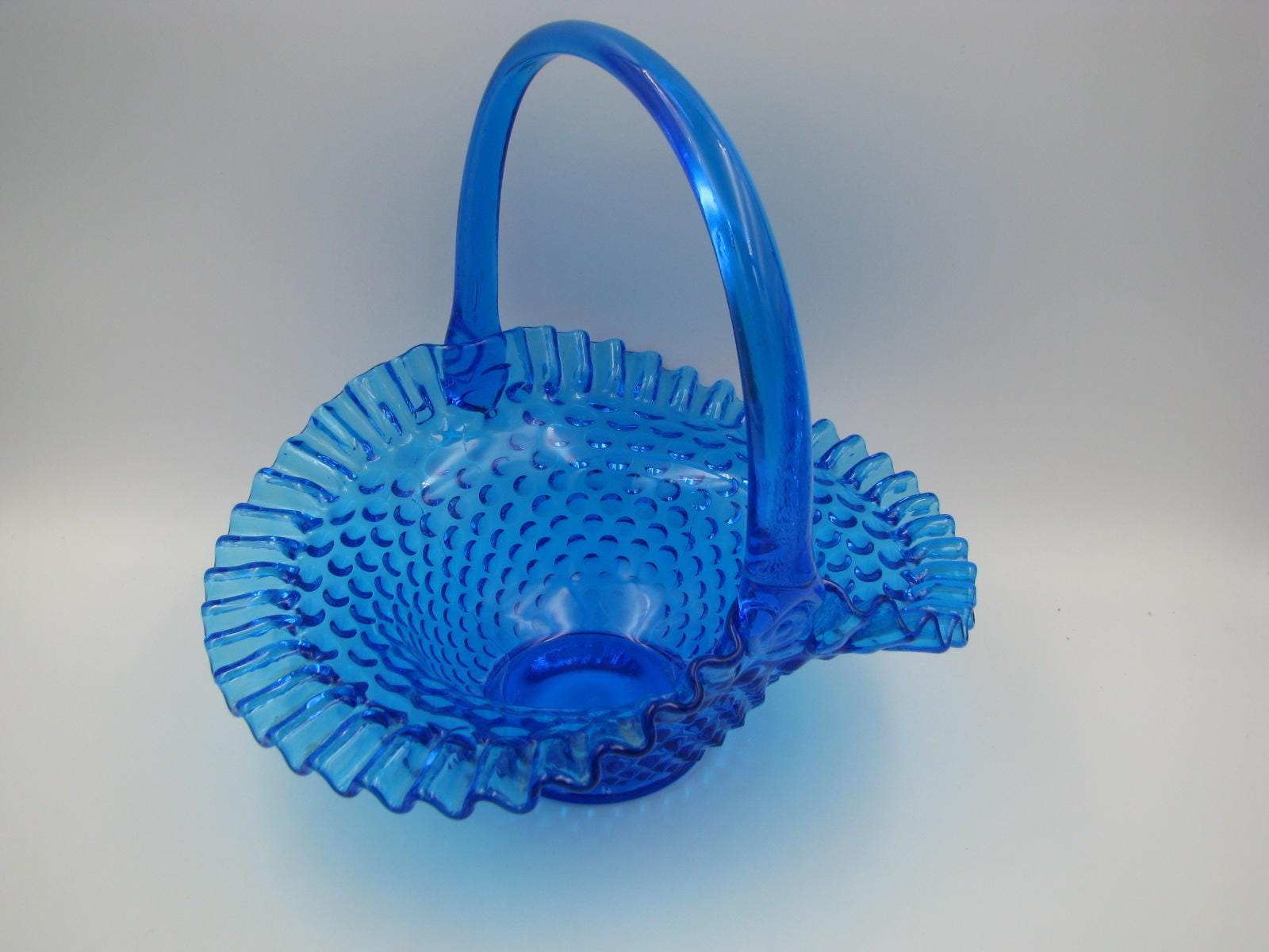 Vintage Fenton Colonial Blue Basket - Etsy