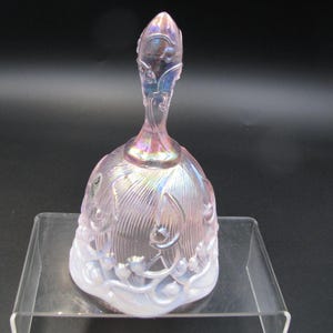 Vintage Fenton Art Glass Bell Pink Opalescent Iridescent Lily of the Valley Original label Excellent condition Fantastic Bell
