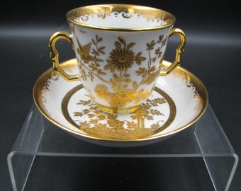 Tasse a Chocolat Cup and underplate reproduction made by Langenthal Switzerland read history Excellent condition