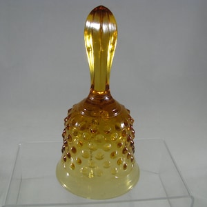 FENTON Amber Hobnail Bell 6&quot; tall excellent condition