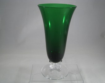 FOSTORIA VASE  #2470 Empire Green 8" Made only 1935-39 Excellent condition  MCM Deco