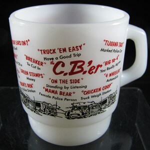 Fire King Mug C. B.&#39;er excellent condition 3 1/2&quot; tall 3&quot; wide  Coffee Mug