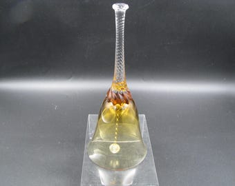 Italian venation glass bell twist applied handle Amber/Gold 7 1/2" tall excellent condition