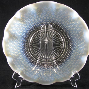 Moonstone Large ruffled opalescent 11&quot; Sandwich tray by: Anchor Hocking made 1941-46 Excellent condition