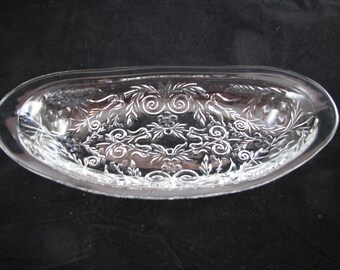 McKee Rock crystal pattern Roll tray Very LARGE  13 1/4" long 1915-40's