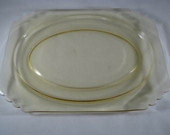 Fostoria Oval  Platter 11" No 2419 Mayfair pattern in Topaz color Excellent condition  Designed by: George Sakier MCM
