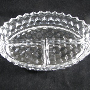 FOSTORIA AMERICAN pattern large 3 part relish dish 10&quot; X 6 1/2&quot; excellent condition