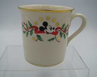 Lenox Holiday pattern Disney Mickey Mouse Accent Mug 3 1/2" tall Excellent condition