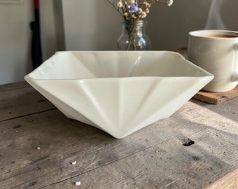 Handmade porcelain bowl in origami design / cereal bowl & dessert bowl