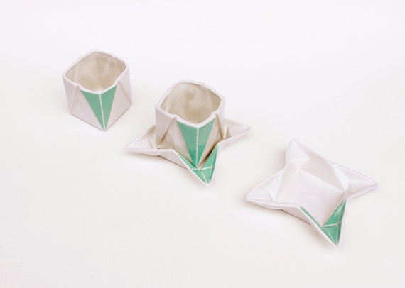 Origami Espressotasse Aus Porzellan Samt Untertasse Mit Knicken Und Falten Wie Gefaltetes Papier