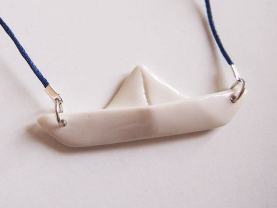origami boat necklace