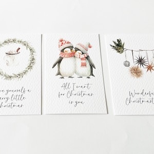 Weihnachtskarten Aquarell Motive auf Strukturpapier 300g 85x55mm kleine Karten / Geschenkanhänger für Weihnachtsgrüße