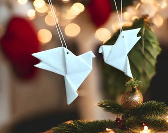 Tortelduiven - Origami porseleinen duiven om op te hangen als symbool van liefde en vriendschap - Een ideaal cadeau voor vrienden of een bruiloft.