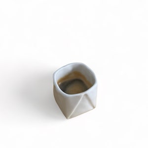 Origami espresso cup made of porcelain including saucer, with folds and kinks like folded paper image 5
