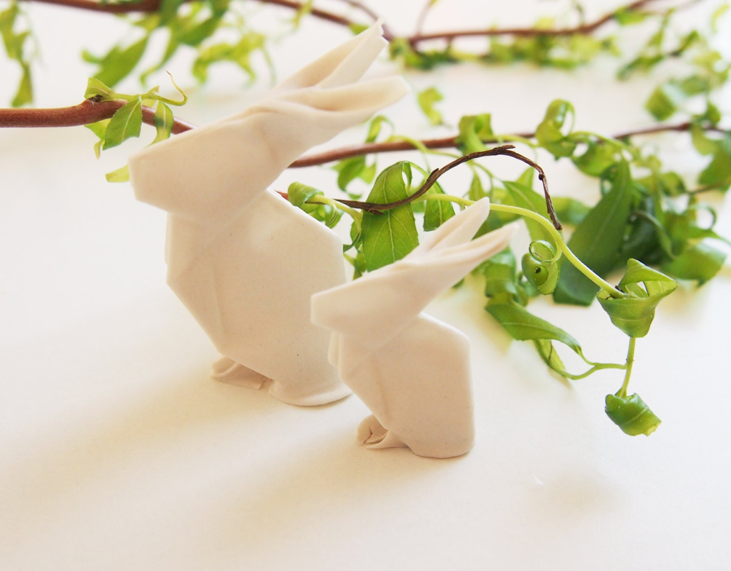 Lapins en Origami Porcelaine, Décoration de Pâques Faite à La Main et Mignonne, Comme S'ils Étaient