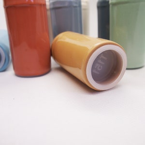 Saltshaker 'Soltdöös' handmade of porcelain, coloured spice container to refill matching our 'Tütei' egg cups image 5