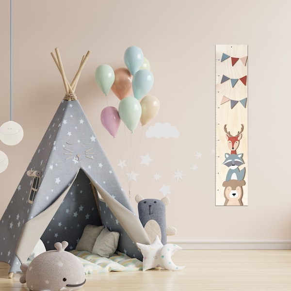 Babyshower DIY Kit - activity Babyparty Wooden Kids Growth Height Chart Ruler