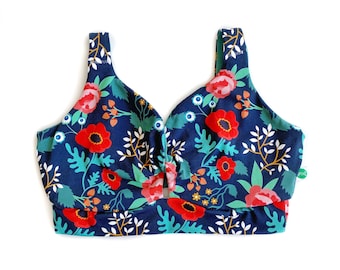 Soutien-gorge floral torsadé sur le devant | Brassière sans armature | Sous-vêtements bio pour femmes