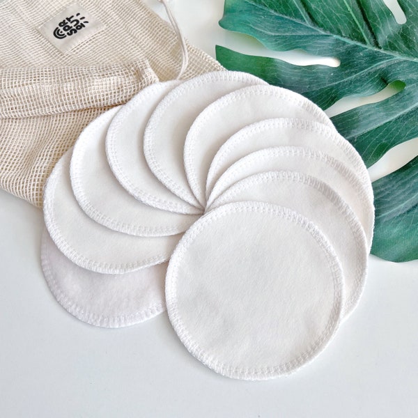 10 Organic Reusable Breast Pads | Natural Plain White | Cotton & Bamboo Nursing Pads