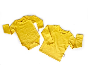 Plain Yellow Organic Cotton Baby Vest | Unisex Kids Top | Ethical Clothing