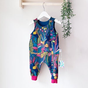 Botanical Organic Dungarees | Kids Unisex Romper | Baby Dungarees
